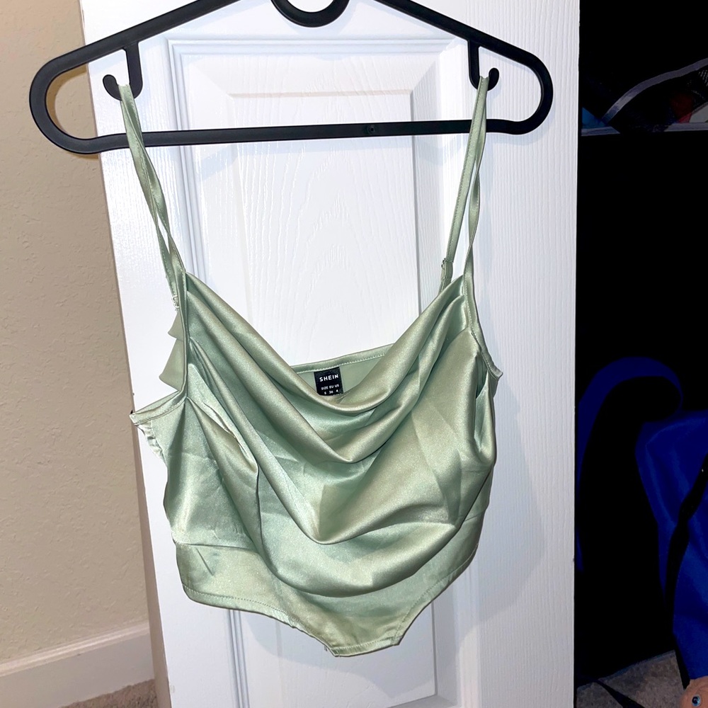 Aesthetic green ruffled tank top